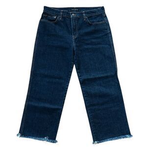Like New Lucky Brand Dark Wash Mid Rise Crop Wide Leg Jeans